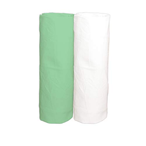 Blanc et Aqua Pati'Chou - Juego de 2 sábanas bajeras (70 x 160 cm, 100% algodón)