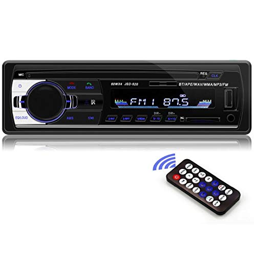 Bluetooth Autoradio 1 DIN 12V Radio estéreo para automóvil Receptor de Entrada Auxiliar FM SD USB In-Dash Radio para automóvil Reproductor de automóviles