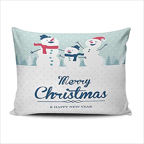 Butlerame Moda Hogar Almohada Navidad Muñeco de Nieve Familia Boudoir Throw Pillowcase