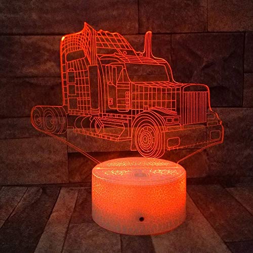 Cabeza de camión dominante base agrietada lámpara de mesa pequeña acrílico multicolor luz de noche pequeña decoración creativa lámpara de mesa pequeña luz LED luz de visión 3D