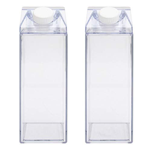 Cabilock - Botella de agua de cartón para leche (500 ml) 20X5.5X6cm 2 transparentes.