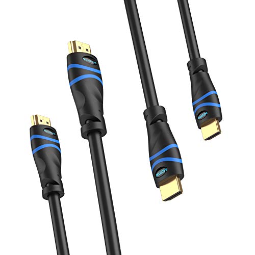 Cable HDMI de Alta Velocidad básico BlueRigger (3 m / 10 pies), Lote de 2 - Compatible con 4K, Ultra HD, 3D, 1080p, Ethernet y Retorno de Audio (el último estándar)