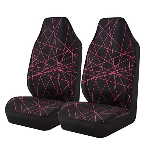 CAR PASS - Funda universal de neopreno impermeable para asiento delantero de coche, compatible con airbag, apto para coche, camión, SUV, sedán, diseño deportivo (2 asientos delanteros, negro y rojo).