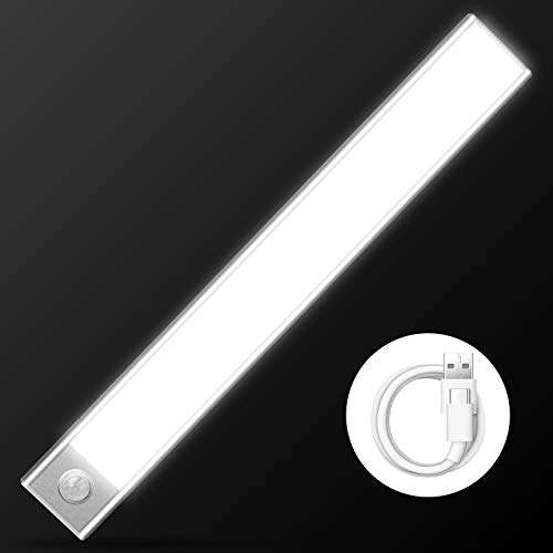 Cobiz Luces Para Armarios - Luz Con Sensor De Movimiento - Mejorada SUPER BRILLANTE 70 LED Luz Sensor Movimiento- Inalámbrico USB Recargable Luces Para Armarios | Luz Led Armario 6000k (Blanco)