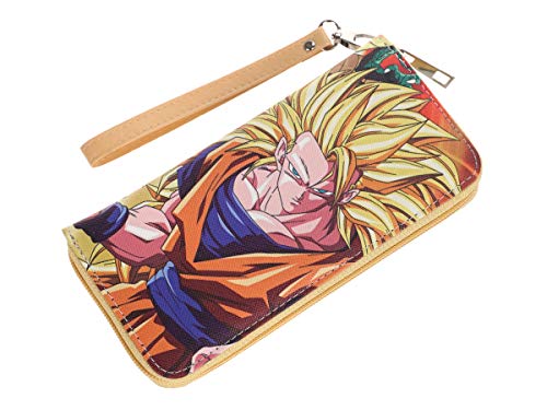 CoolChange Cartera Larga de Dragon Ball con Bolsillo para la Moneda y Cremallera, Tema: Son Goku, Super Saiyajin