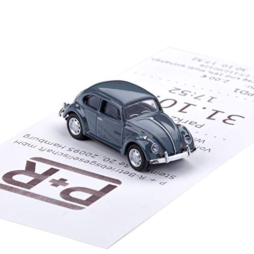 corpus delicti :: Soporte magnético para tickets de aparcamiento para salpicadero – Modelo de coche con imán y disco adhesivo – Coche de culto Volkswagen Escarabajo gris (20.10 – 6)