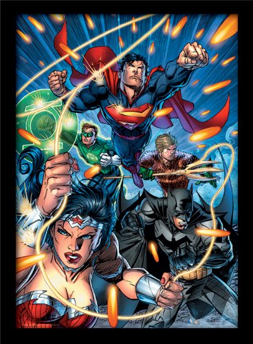 DC Comics 30 x 40 cm iMarkCase la Liga de la Justicia Ataque impresión enmarcada