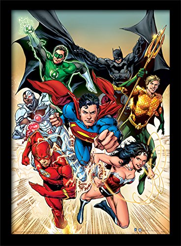 DC Comics 30 x 40 cm iMarkCase la Liga de la Justicia heroica impresión enmarcada