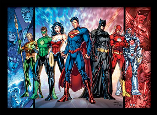 DC Comics 30 x 40 cm United la Liga de la Justicia con Marco