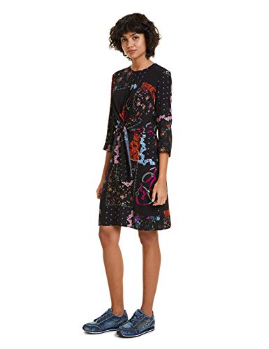 Desigual Dress Leia Vestido, Negro (Negro 2000), 40 para Mujer