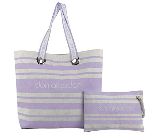 Don algodón, Capazo playa y bolso de mano Beach Edition para Mujer, Lila, 38x49x16 cm