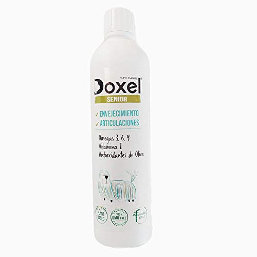 Doxel Senior-1 litro Aceite para Perros Mayores| Suplemento| Antiinflamatorio| Antienvejecimiento Articulaciones sanas| Sistema inmunitario| Ácidos grasos Omega 3 6 9| Vitamina E