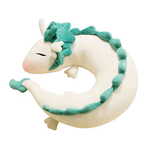 Dragon Plush Toy, Anime Cute White Dragon Doll Peluche de juguete Animación japonesa Spirited Away Dragon Pillow En forma de U Almohada para el cuello Muñeca de peluche Juguetes suaves para bebés