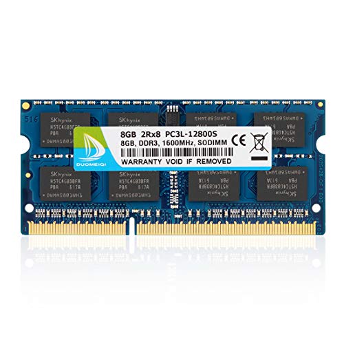 DUOMEIQI 8GB DDR3L 1600MHz SODIMM PC3-12800 2Rx8 1.35V CL11 204 Pin Non-ECC Unbuffered RAM para Módulo de Memoria para computadora portátil para Mac, Intel y AMD System