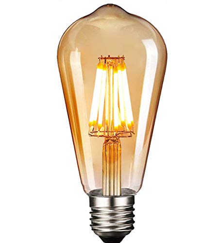 Edison - Bombilla LED vintage, color blanco cálido, E27, 6 W, retro, vintage, bombilla antigua, ideal para nostalgia e iluminación retro en familia, hotel, bar, etc. – 1 pieza