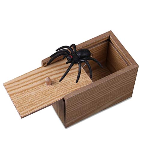 Emowpe Caja de Broma de araña, Caja de Madera hilarante, Caja de Regalo de Broma de Juguete, Caja de día Sorpresa para niños, niñas y Adultos