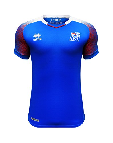 Errea Camiseta de fútbol de Islandia para Hombre, Primera equipación del Mundial 2018, Hombre, SMKI6C04410IN, Azul (Azul/Blanco/Rojo), Large