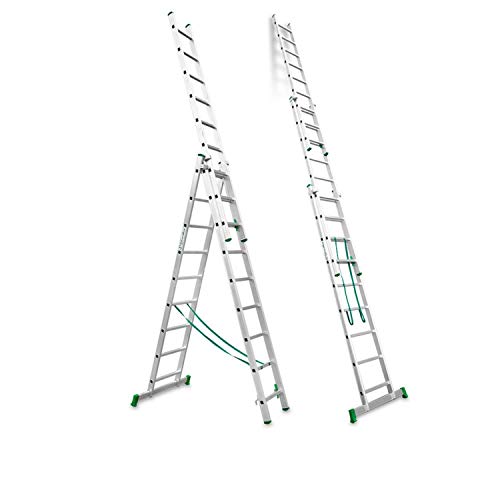 Escalibur | Escalera de Aluminio | Escalera 9 Peldaños | 260x90x15 cm | Uso Doméstico | Amplia base estabilizadora| Peldaños antideslizantes |Máxima seguridad| Fácil Transporte