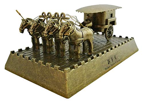 Escultura de escritorio Terracotta Warriors and Horses Statue Art Decoration, antiguo carruaje chino Soldado Sculpture Sculpture Craft Modelo Souvenir