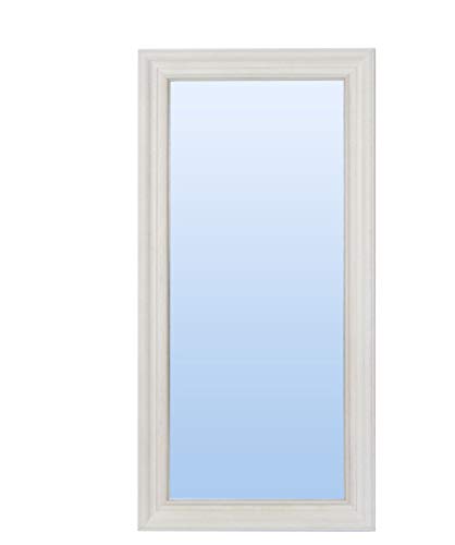 Espejo con Marco de Madera de Pino, Listo para Colgar (Varios tamaños/Colores) Serie 2661 (Blanco (Ref.-29), 150 x 70 cm)