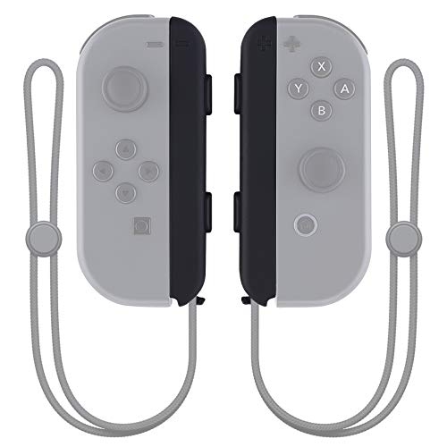 eXtremeRate 2 Piezas de Carcasa para Joycon Strap de Nintendo Switch Shell de Reemplazo Placa Cubierta de Correa Muñeca Joy-con Carcasa de Wrist Strap Botones para Nintendo Switch(Negro)