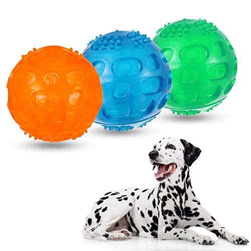 fanshiontide 3 Piezas Pelota Perro Impermeable Bola Inflable Goma Juguete Perro, Bolas de Juguetes para Mascotas Entrenando Jugando, el Diámetro 8cm(3 Colores)