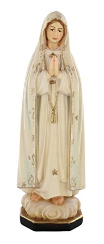 Ferrari & Arrighetti Imagen de la Virgen de Fátima en Talla de Madera Pintada a Mano Que Mide 20 cm - Demetz Deur