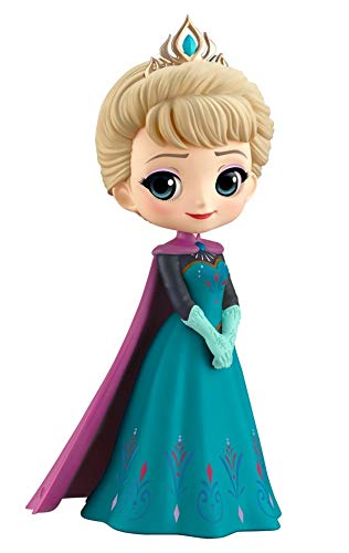 Figura de Colección Princesa Elsa de Frozen 14cm QPOSKET Banpresto Disney Characters - Elsa Coronation Style Versión B Especial Vestido de Color Claro
