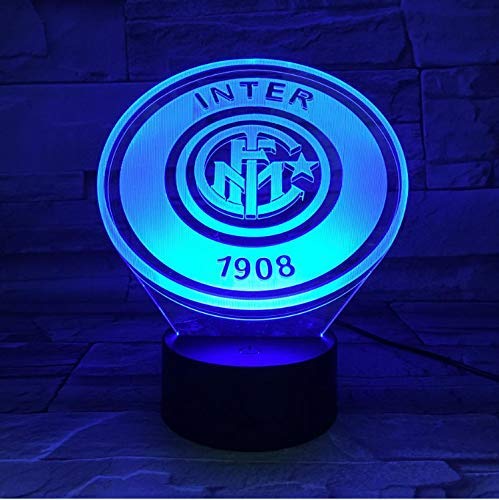 Football Club Fc Internazionale Milano Inter Led Night Light Usb 3D Illusion Serie A Soccer Logo Noche Lámpara Mesa Cabecera Niños