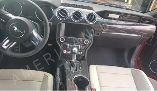Ford Mustang Coupe 2 Puerta Interior Real de Fibra de Carbono Negro Dash Juego de Acabados Set 2015 2016 2017 2018