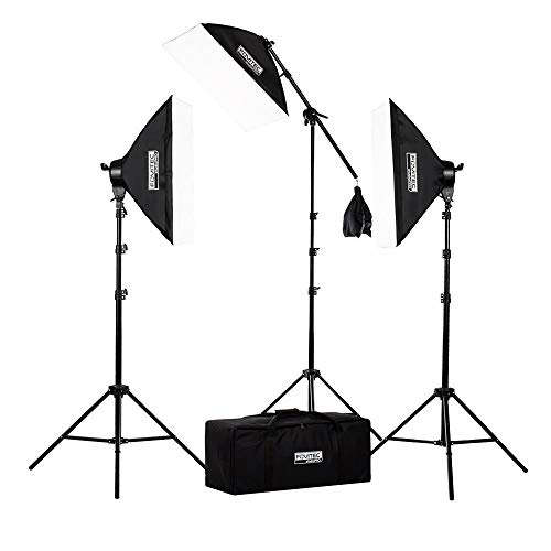 Fovitec - Kit de iluminación para Estudio de fotografía y vídeo, 2500 W, 51 cm x 71 cm, Incluye Funda de Transporte para fotografía (Enchufe de la UE)