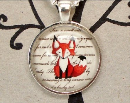Fox - Collar con colgante de cristal con cadena de zorro rojo y naranja