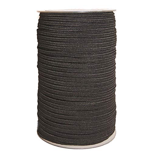 Goma elástica costura Negra 100m, 4mm de ancho, cordón para confección y manualidades. Rollo de cinta elástico para costura. (100 m)