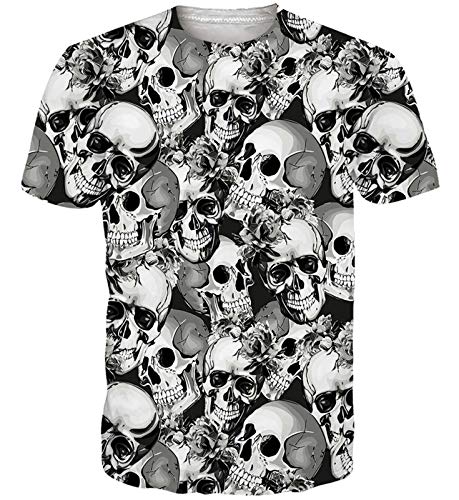 Goodstoworld Hombres Mujeres Camiseta de Cráneo T-Shirt Imprimir Divertido Verano Personalizado Casual Camiseta de Manga Corta Tops XXL