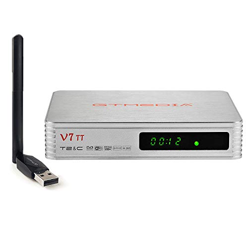 GTMEDIA V7 TT DVB-T/T2 Decodificador TDT DVB-C Receptor de TV 1080P Full HD DVB-T/T2/Cable/J.83B Soporte Multi PLP USB PVR Ready+GTMedia Antenna WiFi USB WiFi Dongle USB