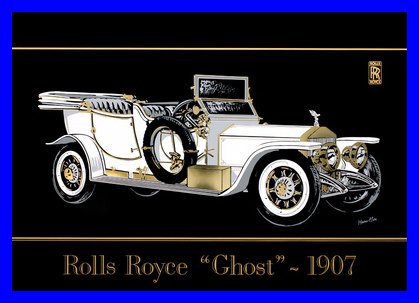 Hamilton Rolls Royce Ghost 1907 - Póster de Hamilton Rolls Royce (marco de aluminio, 50 x 70 cm), color azul