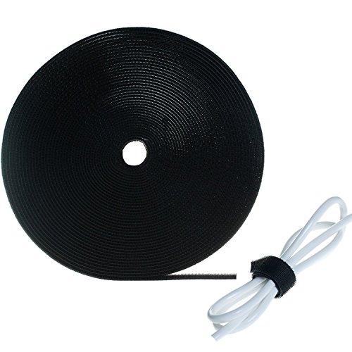 HIMRY KXB5012 - Cinta de Velcro para Cables (10 m x 20 mm, se Puede Cortar a Medida), Color Negro