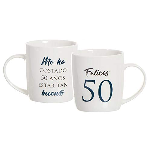 Hogar y Mas Taza CUMPLEAÑOS 50 AZÚL/Blanca - Blanco