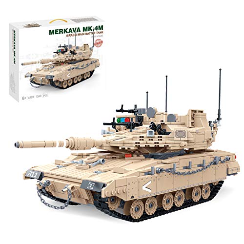 HYZM Merkava Main Battle Tank Model Bloques de construcción, 1540 piezas 1:28 Israel MK4 tanque militar, kits de construcción compatibles con Lego Technic