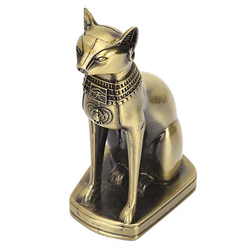 Hztyyier Antigua Estatua de Gato Egipcio Estatuilla de Metal Coleccionable Modelo Muebles para el hogar Adornos Decoración de Escritorio