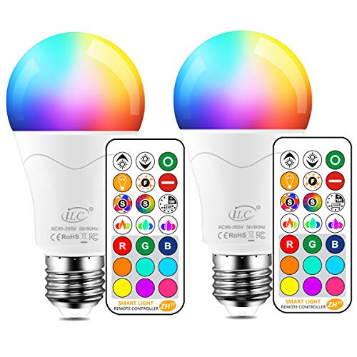 iLC Bombillas Colores RGBW 85W Equivalente LED Bombilla Regulable Cambio de Color Edison 12W E27 - RGB Control remoto Incluido