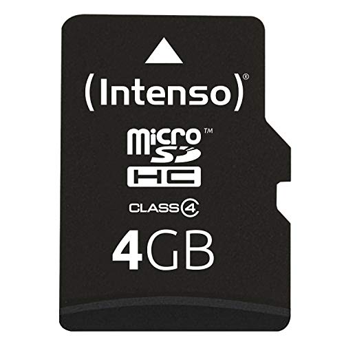 Intenso microsdhc memory card, class 4, 4 gb (adaptador sd incluido), negro.