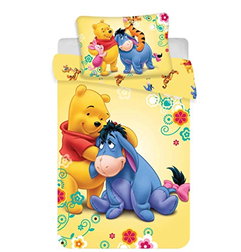 JERRY FABRICS Disney Winnie The Pooh - Juego de Cama de bebé, algodón, Multicolor, 40 x 60 + 100 x 135 cm