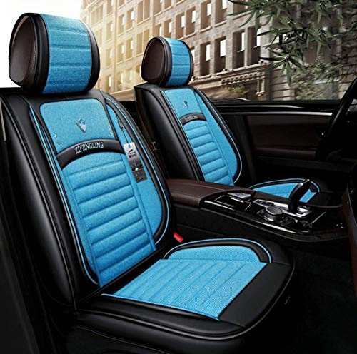 Juego completo de fundas de asiento de automóvil súper transpirables de lino /- Fundas de asiento ajustables para Audi Jeep Ford Mercedes-Benz y 98% de otros tipos de autos de 5 asientos,Verde