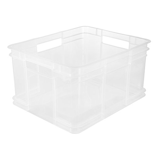 keeeper Caja de almacenaje Eurobox XL, Plástico robusto (PP), 43 x 35 x 24 cm, 28 l, Bruno, Transparente neutro