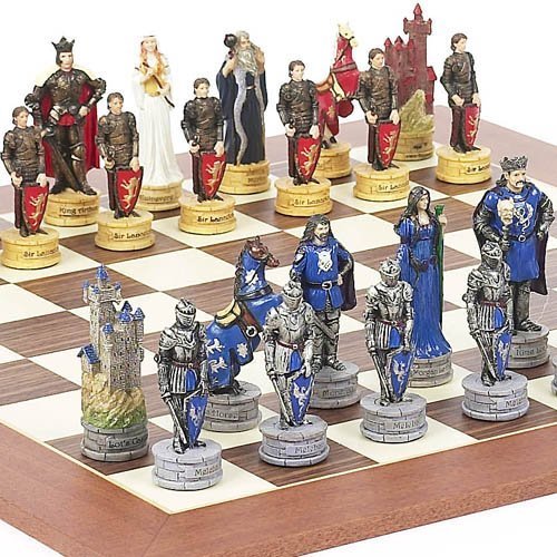 King Arthur the Legend of Camelot Chessmen & Stuyvesant Street Chess Board from Spain by "Bello Games New York, Inc."