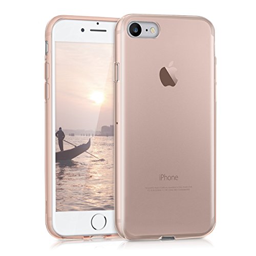 kwmobile Funda Compatible con Apple iPhone 7/8 / SE (2020) - Carcasa de TPU para móvil - Cover Trasero en Oro Rosa/Transparente