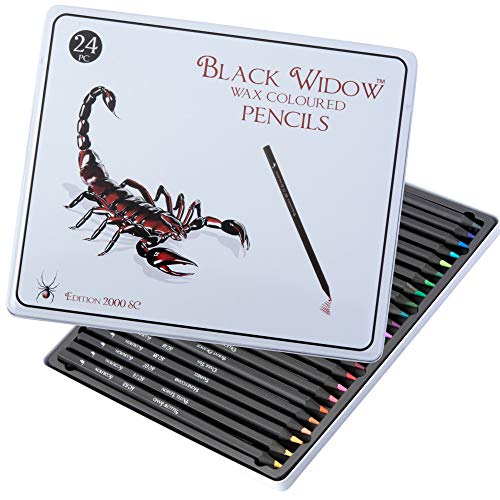 Lápices de colores de viuda negra para adultos, 24 lápices de colores con pigmentos lisos, el mejor juego de lápices de colores para libros de colorear y dibujo de adultos