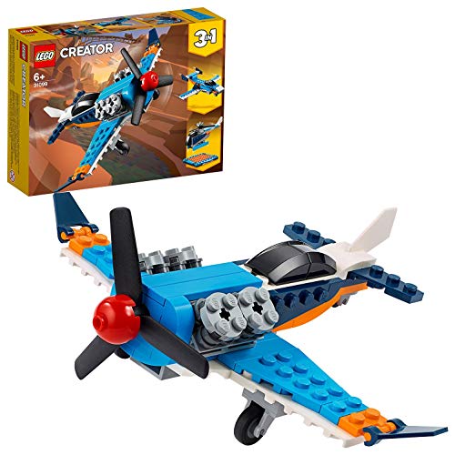 LEGO Creator - Avión de Hélice, Set 3 en 1 de Juguete para Construir un Jet, un Helicóptero y un Avión, Recomendado a Partir de 7 Años (31099) , color/modelo surtido