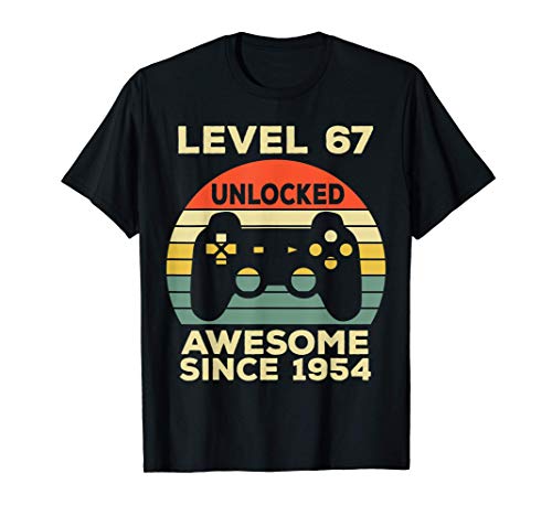 Level 67 Unlocked Birthday 67 Years Old Awesome Since 1954 Camiseta